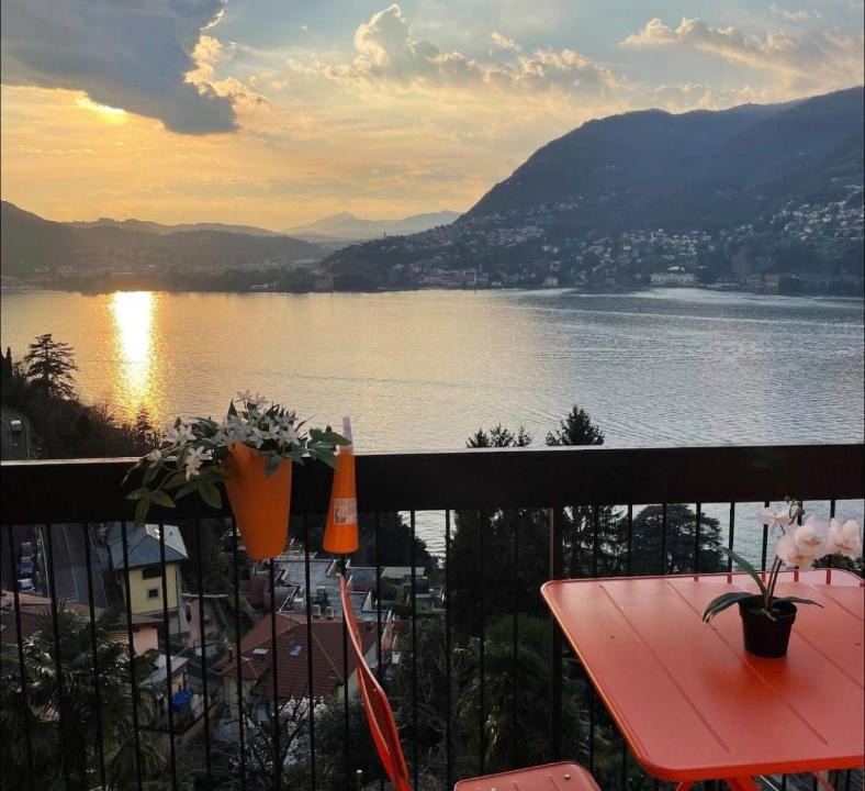 Blevio Apartment | Lake Como Sunset Balcony Panoramic View in Blevio